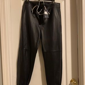 Ralph Lauren Leather Navy Joggers